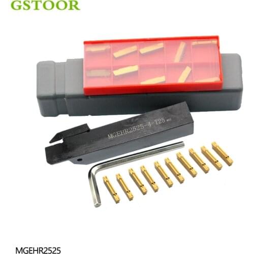1PC MGEHR2525 MGEHL2525 1.5mm 2mm 2.5mm 3mm 4mm 5mm + 10PCS MGMN Grooving Turning Inserts CNC Lathe Cutter Cutting Tool Set