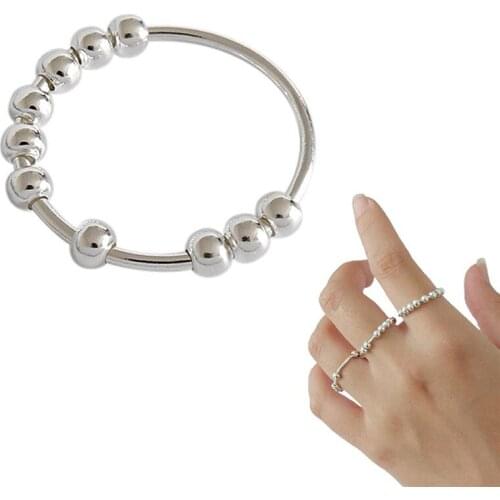 2021 Fidget Beads Rings For Women Men Rotate Freely Anti Stress Anxiety Ring Single Coil Antistress Spiral Beads Rotate Jewlery