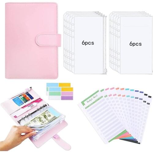 27 Pieces Budget Binder with Cash Envelopes Budget Wallet,10 Pieces Clear Cash Envelopes & 12 Pieces Budget Sheets and Stickers