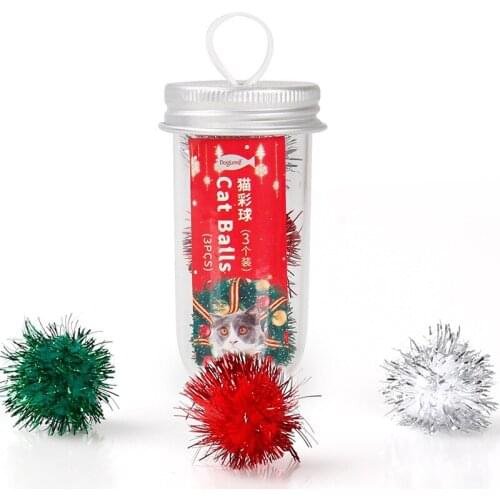3PCS Pet Sparkle Ball Anti Biting Tinsel Pom Pom Glitter Pom Pom For Cat Chew Toy Interactive Toys Training Toys Mixed Color