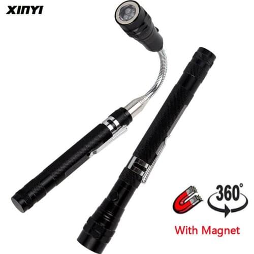 360 Degree Flexible LED Flashlight Magnetized Head Telescopic 3 LED Torch Flashlight Magnetic Pick Up Tool Lamp Light