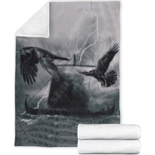 Viking Tattoo Valknut Mjolnir 3D printed Sherpa Blanket on Bed Home Textiles Dreamlike HOME ACCESSORIES Drop shipping 07