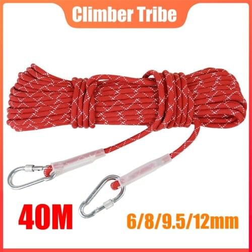 40M Outdoor Climbing Ropes Nylon High-altitude Safety Rope Mountaineering Fire Escape Cord Downhill Rescue Accessories 60