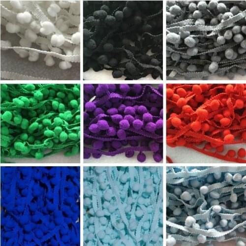 5 Yards 1cm Pompom Trim Balls Lace Pom Pom Lace Decoration Tassel Ball Fringe Ribbon Craft DIY Sewing Accessories Supplies