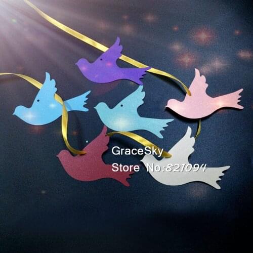50Ppcs Laser Cut Dove Design free shipping Name Place Paper Card Hang Tag Name Card Wedding Favors Party Decoration Book Mark