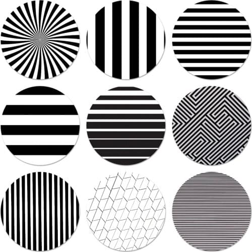 58mm Black white lines Badge Brooch Pin Accessories For Clothes Backpack Decoration gift