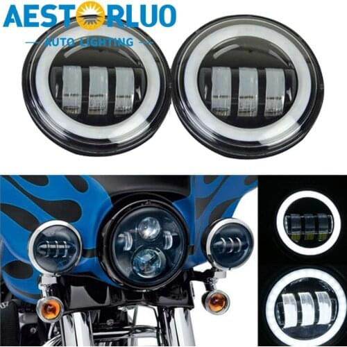 AESTORLUO 2pcs Factory Supply 4.5 Inch LED Fog Passing Light Round Auxiliary Headlight For Harley Davidson Motocycle