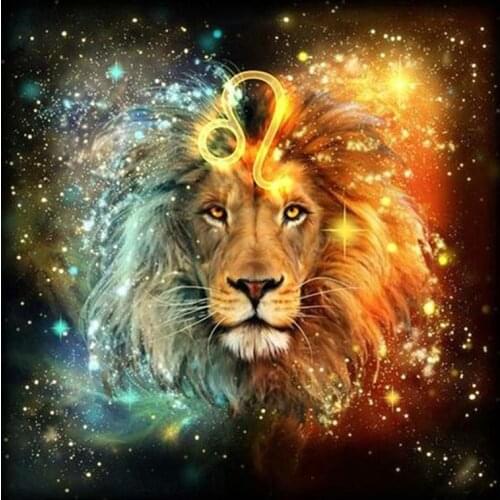 5D Diamond Painting Lion Constellation Rhinestones Diamond Embroidery Full Round Animals Cross Stitch Flower Resin