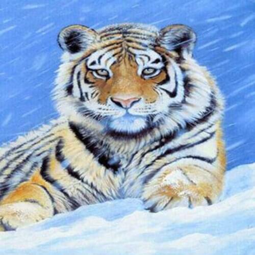 5D DIY Diamond Painting Animal Picture Snow Lion Picture Square/Round Diamond Cross Stitch Decoration Artwork WG3043