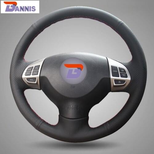 BANNIS Black Leather Steering Wheel Cover for Mitsubishi Lancer EX 10 Lancer X Outlander ASX Colt Pajero Sport