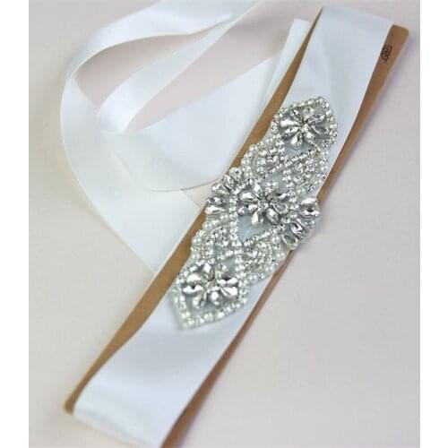 Elegant Pearl Crystal Wedding Sash Shining Rhinestones Glass Crystal Bridal Belt Wedding Party Bridesmaid Sash Satin Bride Sashs