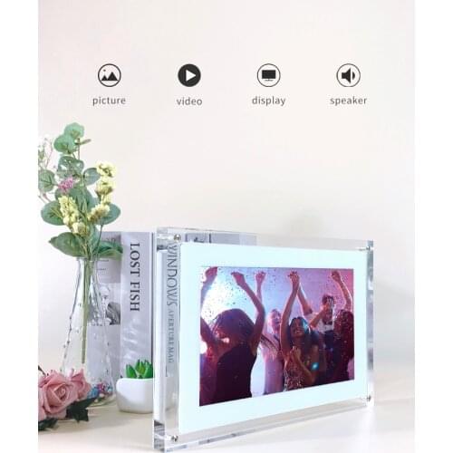 AMABOO Clear Crystal Photo Frame Battery Powered Lcd 7inch Digital Acrylic Picture Frame