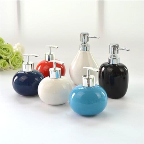 Ceramic soap dispenser bath room lotion bottle colored glaze ceramic container