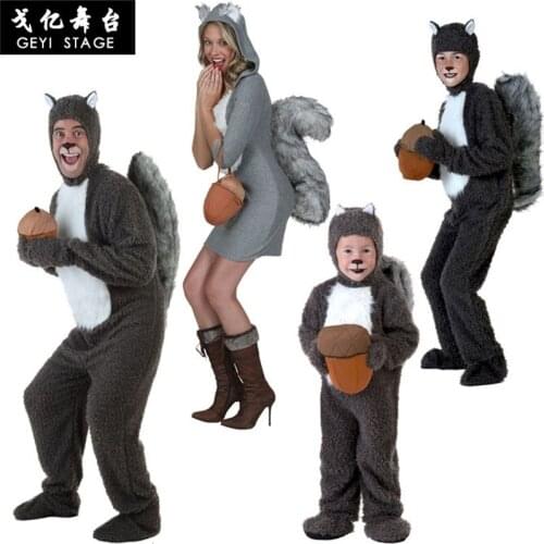Unisex adult animal squirrel kigurumi cartoon overalls chipmunk pyjamas wore homewear overalls as a Christmas present