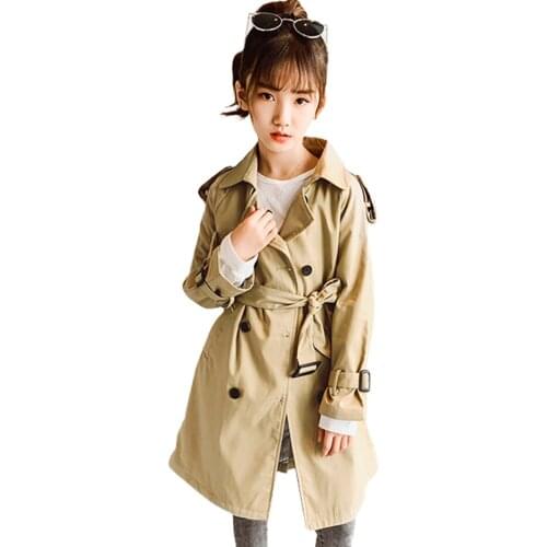 Girls Long Jacket Coat Solid Color Girl Coats Kids Casual Style Kids Coat Spring Autumn Clothes For Girls 6 8 10 12 14