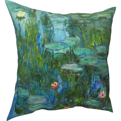 Water Lilies Claude Monet Pillow Case Home Decor Cushions Throw Pillow for Car Polyester Double-sided Printing Gift Idea