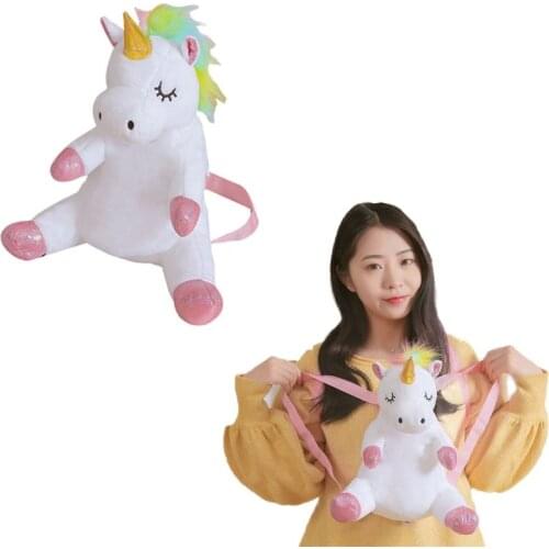 42*33cm Sweet Cute Unicorn Cartoon Plush Backpacks Shoulder School bag Stuffed toys Children Girls Christmas Gifts