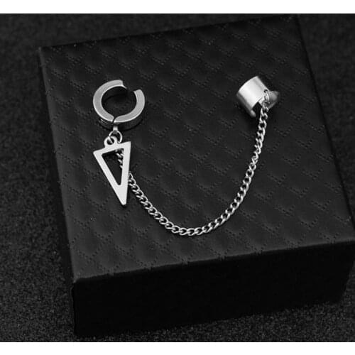 Fashion Stainless Steel Ear Chain Key Lock Blade Pendant Men Women Earring Couples Ears Clip Jewelry Gifts D5QB