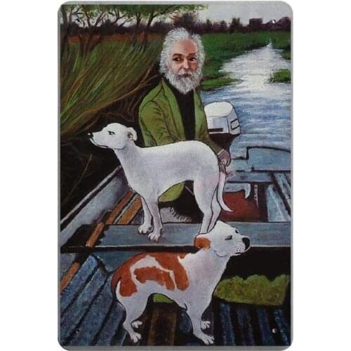 Man in Boat with Dogs Retro Metal Tin Sign Plaque Poster Wall Decor Art Shabby Chic Gift