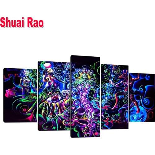 Diamond embroidery 5 Panel dog show Wolf 3d Pictures 5d diy diamond painting square diamond mosaic cross stitch living room deco