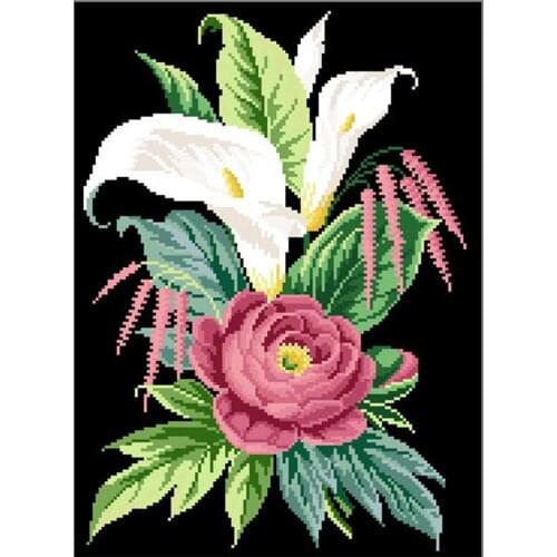 Bead eStitchin’ Time Embroidery Kit–Cross Stitch Kit withStamped Cloth, Rose lily Scissors, and Needles 14.6"x21.1"