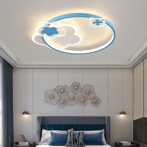 Nordic light luxury round chandelier LED blue pink childrens room interior ceiling decorative lamps 220V bedroom study lighting