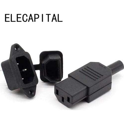 New Wholesale Price Black IEC 320 C13 Female Plug+C14 Male Plug Rewirable Power Connector 3pin Socket 10A /250V