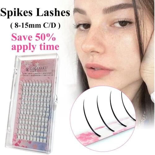 LAKANAKU New Style Matte Volume Fans Spikes Lashes Mix 0.07 C/D 8-18 Individual Eyelash Synthetic Spikes Lashes Extension Makeup