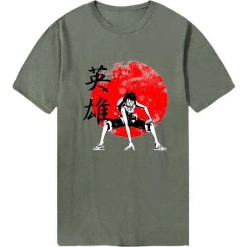 One Piece Luffy Streetwear Mans T-shirts O-Neck Short Sleeve Oversize Tshirts Military Black Casual Top Tees Male Dadera Hombre