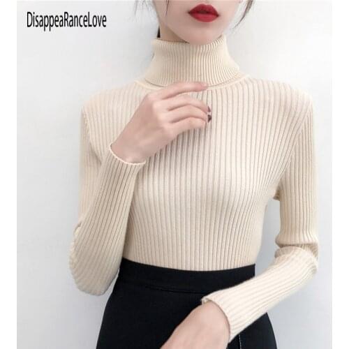 2021 Autumn Winter Knitted Jumper Tops turtleneck Pullovers Casual Sweaters Women Shirt Long Sleeve Tight Sweater Girls