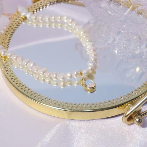 Korea New Design Freshwater Pearls Opal Short Clavicle Chain Necklaces for Woman Simple Daily Zircon Luxury Necklace