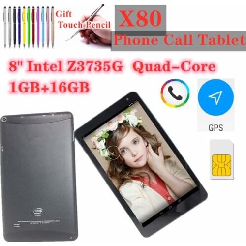8 Inch X80 3G phone call Tablet PC Quad core Android 4.4 1GB+16GB WiFi Phablet Atom Z3735G GPS 800 x 1280 pixels