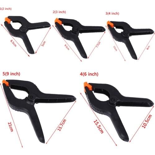2/3/4/6/9inch Plastic Spring Clamps DIY Woodworking Tools Nylon Clamps For Woodworking Spring Clip Photo Studio Background 1PCS