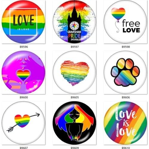 Multicolor rainbow FREE LOVE PRIDE LGBT 12mm/18mm/20mm/25mm Round photo glass cabochon demo flat back Making findings B9595