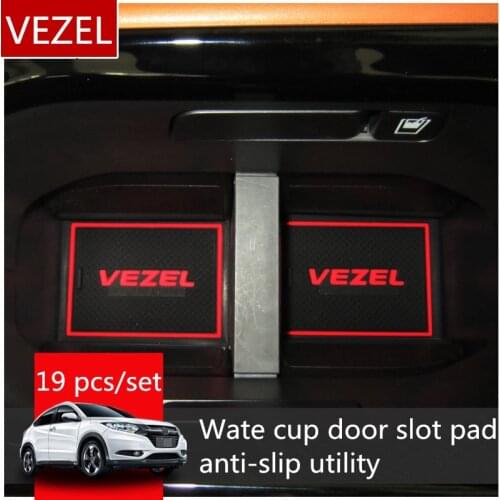 For Honda VEZEL Rubber Mat Door Slot Pad Cup Cushion Groove Mat Lnterior Anti Slip Mat Car Accessories Styling