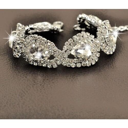 Luxury Wedding Woman Jewelry 100% 925 Sterling Silver Shiny Water Drop SWA Element Austrian Crystal Fashion Bracelets