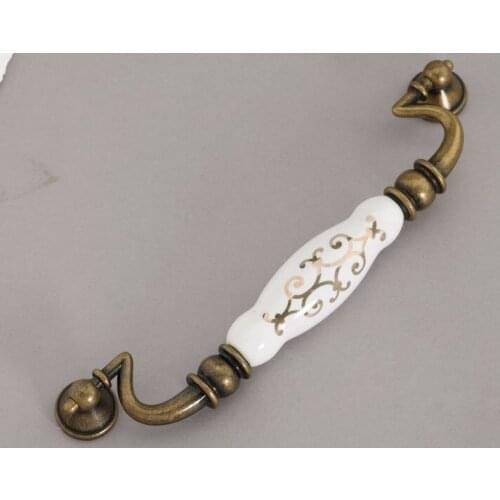 150mm Gold flower furniture handle Bronze wardrobe handle European classical drawer cabinet door handle Wine cabinet pull knobs