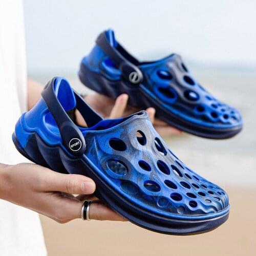Summer New Trend Couple Wind Sandals Korean Hollow Cool Breathable Wear-Resistant Non-Slip Slippers Mens Casual Beach Shoes