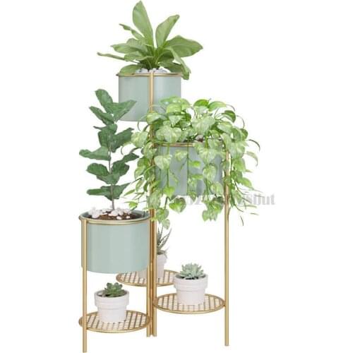 Nordic Plant Shelves Golden Iron Flower Plant Stand Rack Multiple Flower Pot Holder Shelf Planter Display Organizer 3 layers
