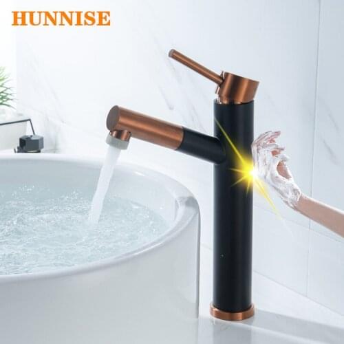 Touch Basin Faucet Black Rose Gold Pull Out Bathroom Basin Mixer Tap Sensitive Touch Control Basin Faucets Luxury Sensor Faucets