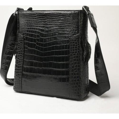 Authentic Real True Alligator Leather Men Leisure Crossbody Shoulder Bag Genuine Exotic Crocodile Belly Skin Male Messenger Bag