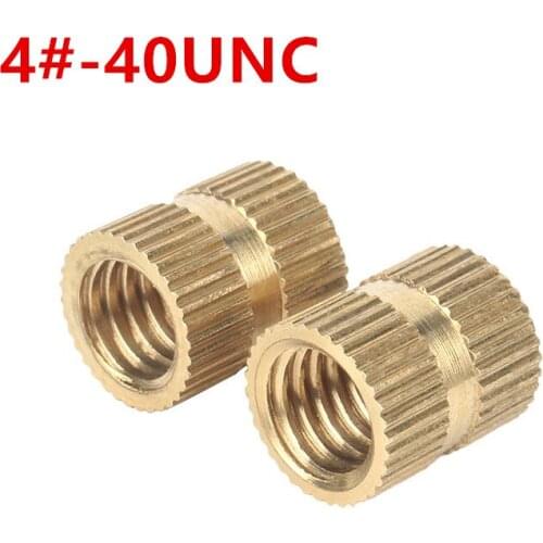High-quality 4#-40UNC Inserts Brass Double Pass Knurl Nut Embedded Fastener (Outside Diameter 4.5mm)