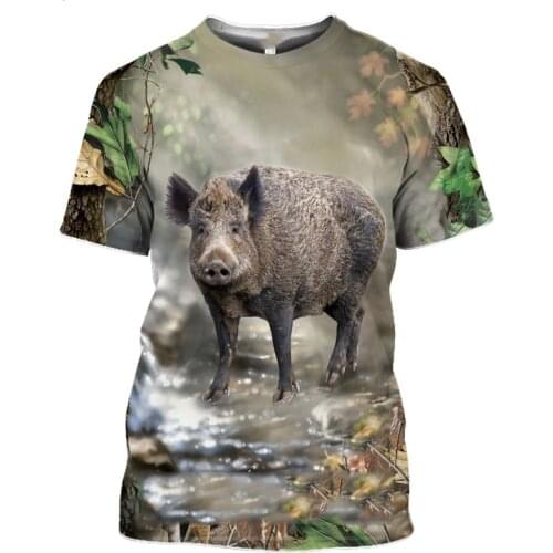 Top Wild Boar Tshirt Men Jungle Animal Mallard 3D Print Hunt Reed Camouflage T Shirt Guns Hide Deer Funny Women Streetwear
