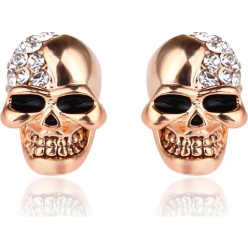For Women Stud Earrings 2021 Hot Punk Earrings Men Party Vintage Glossy Skull Shiny Zircon Earring Ear Jewelry Drop Shipping