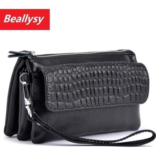 Crocodile Leather Women Day Clutch Bag Cow alligator Coin Purse Card Wallet Shoulder Bag Eevening Party Lady Wristlet Minaudiere