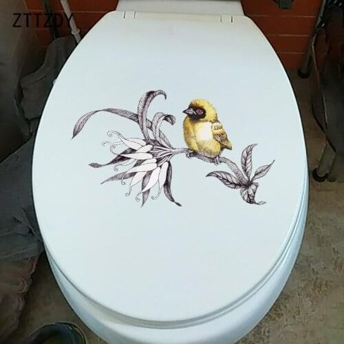 ZTTZDY 25.2×14.5CM Classical Art Home Room Decoration Flower And Bird Illustration Wall WC Toilet Stickers T2-1261