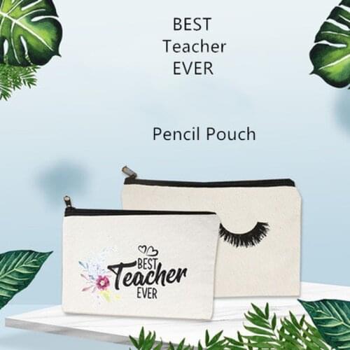 1Pc BEST Teacher EVER Makeup Bag Pencil Pouch Preschool Elementary High School Graduation back to school Teachers' Day Best Gift