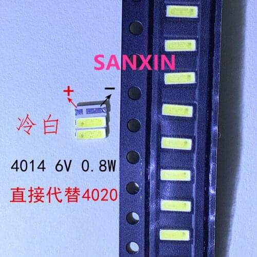 2000PCS/Lot PCT SMD LED 4014 6V 0.8W Cool White Replace 4020 For TV Backlight Application
