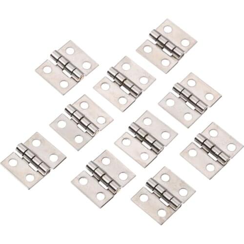 50Pcs 8*10mm Mini Hinges w/Nails 4 Holes Silver White Furniture Hardware Decor Small Cupboard Door Hinges Jewelry Wood Wine Box
