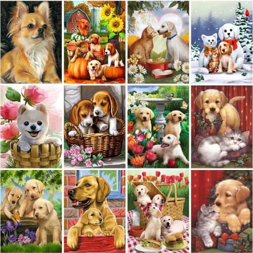 DIY Dog 5D Diamond Painting Full Square Drill Animal Diamond Embroidery Cross Stitch Mosaic Kits Wall Art Home Decor